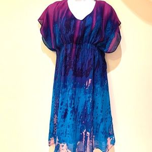 Jolie Dress Bohemian Purple Blue Black V Neck